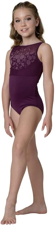Dance N Motion Girl's V Back Floral Leotard