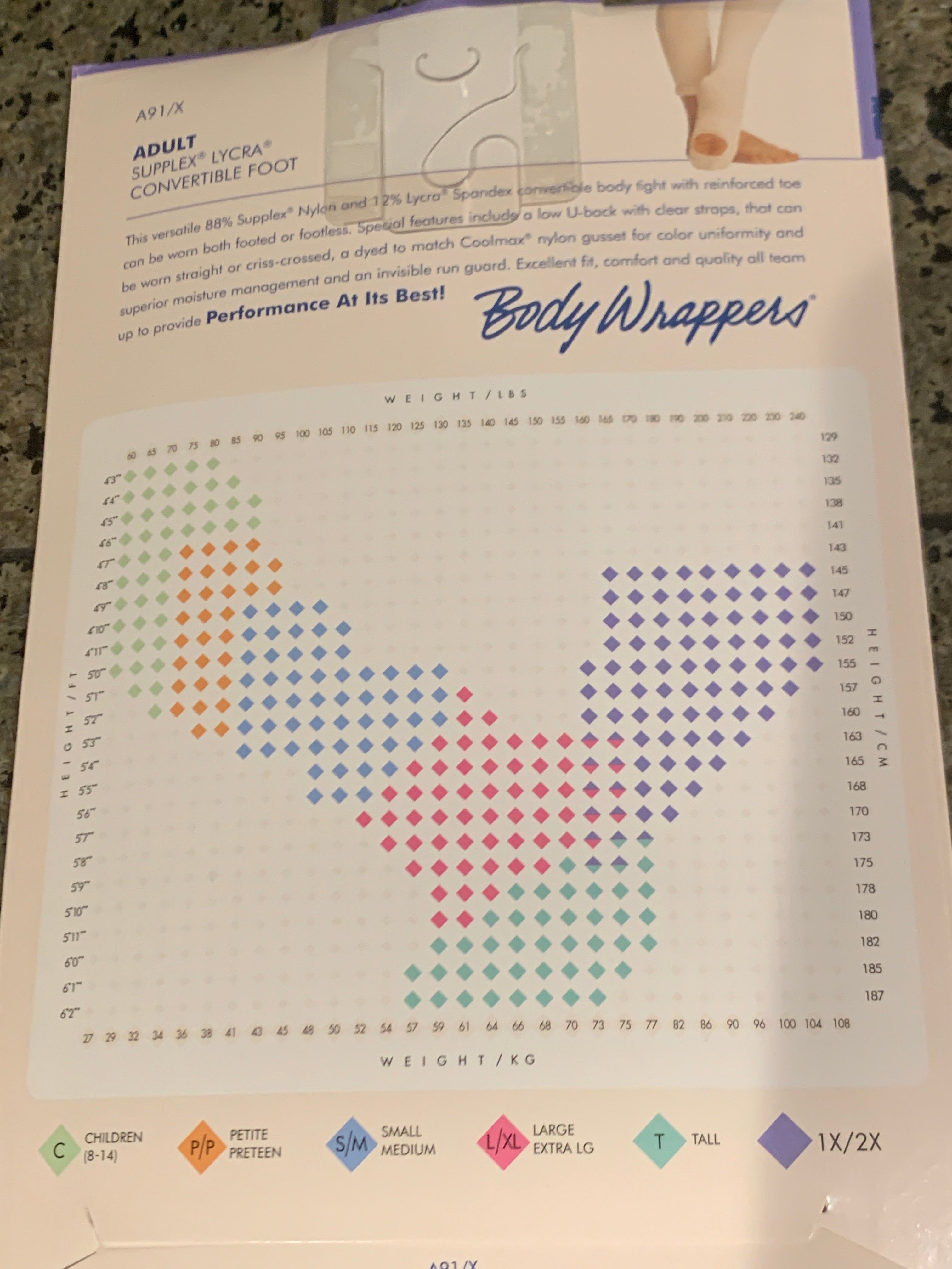 Body Wrappers TotalSTRETCH® Full Body Convertible Foot Tights